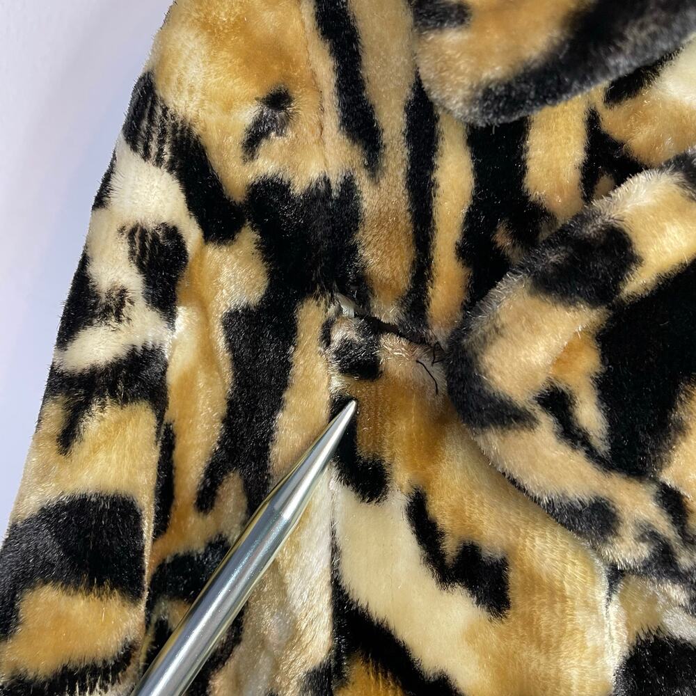 Vintage 60s 70s Glenbrooke Mod Velvet Faux Fur Leopard Ocelot Belted Jacket Coat - Picture 16 of 16